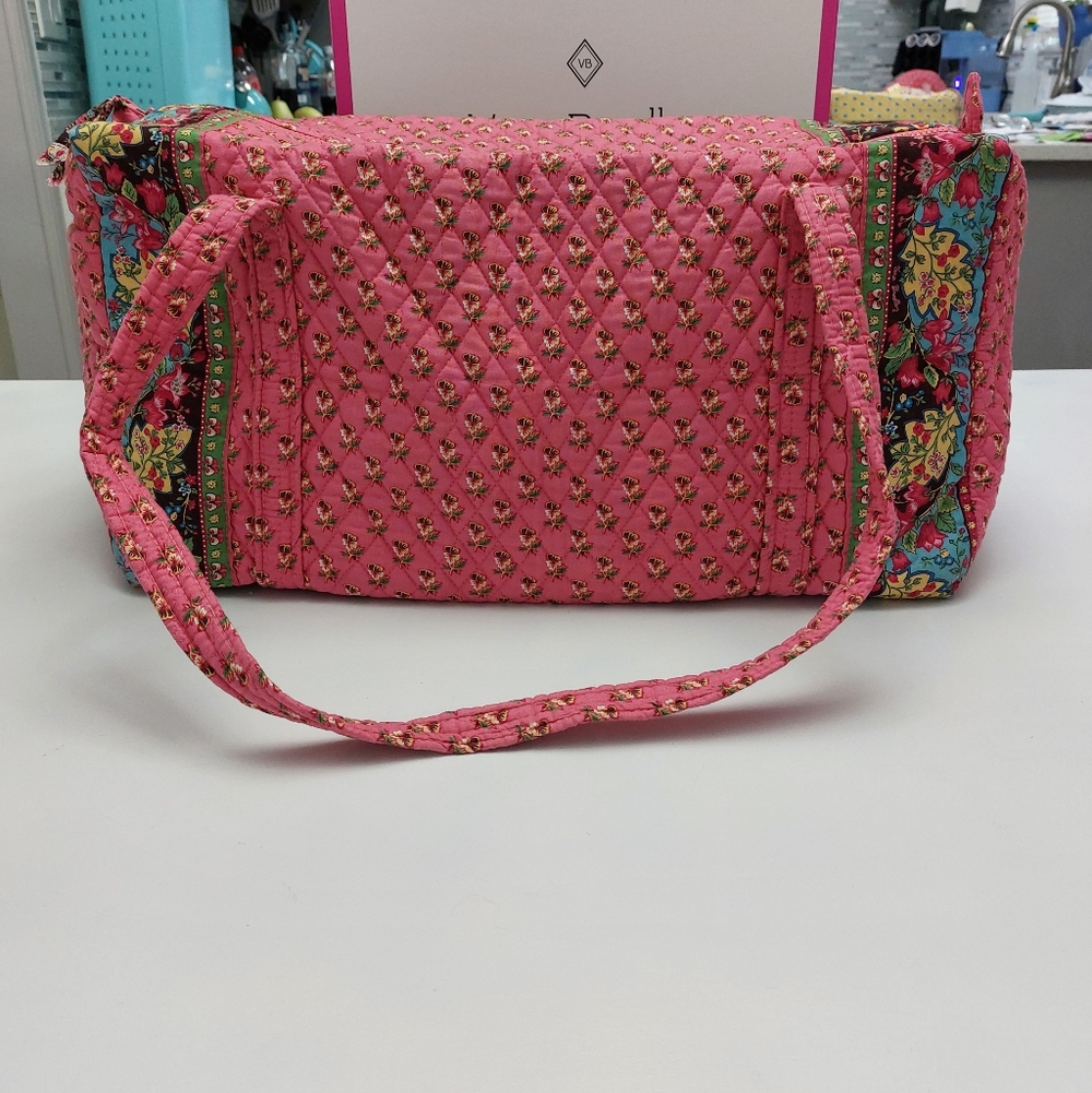 Vera Bradley Vintage Large Duffel Pink Pansies NWOT